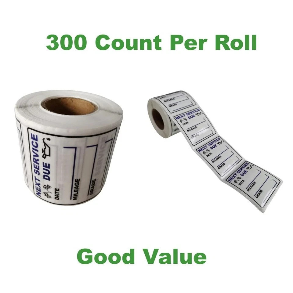 300 Clear Oil Change Reminder Stickers for Vehicles – 2×2 Inch Vinyl Labels