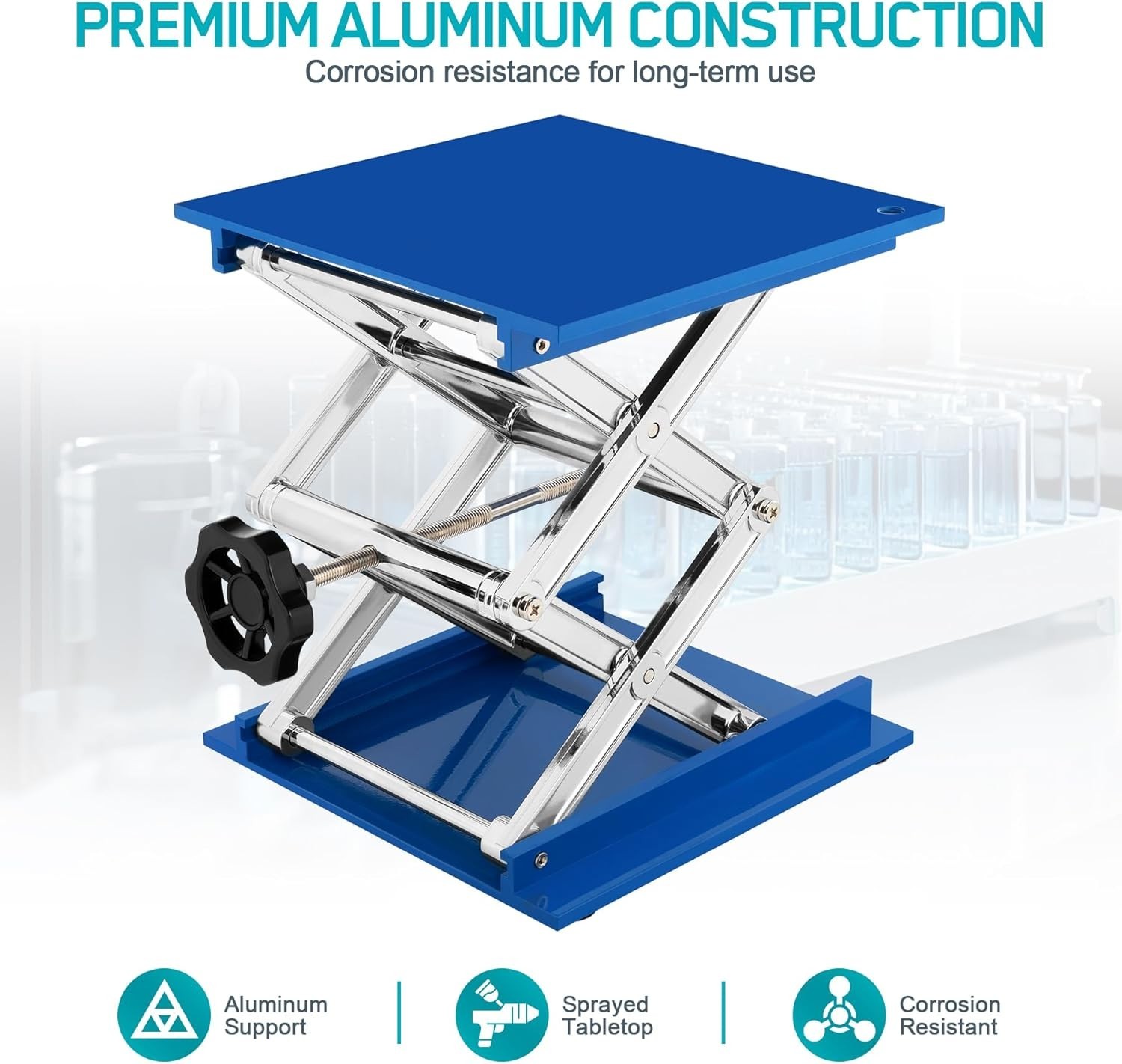 Jack Stand Platform 8″ x 8″, Laboratory Support Stand 200x200mm Manual Lab Lift