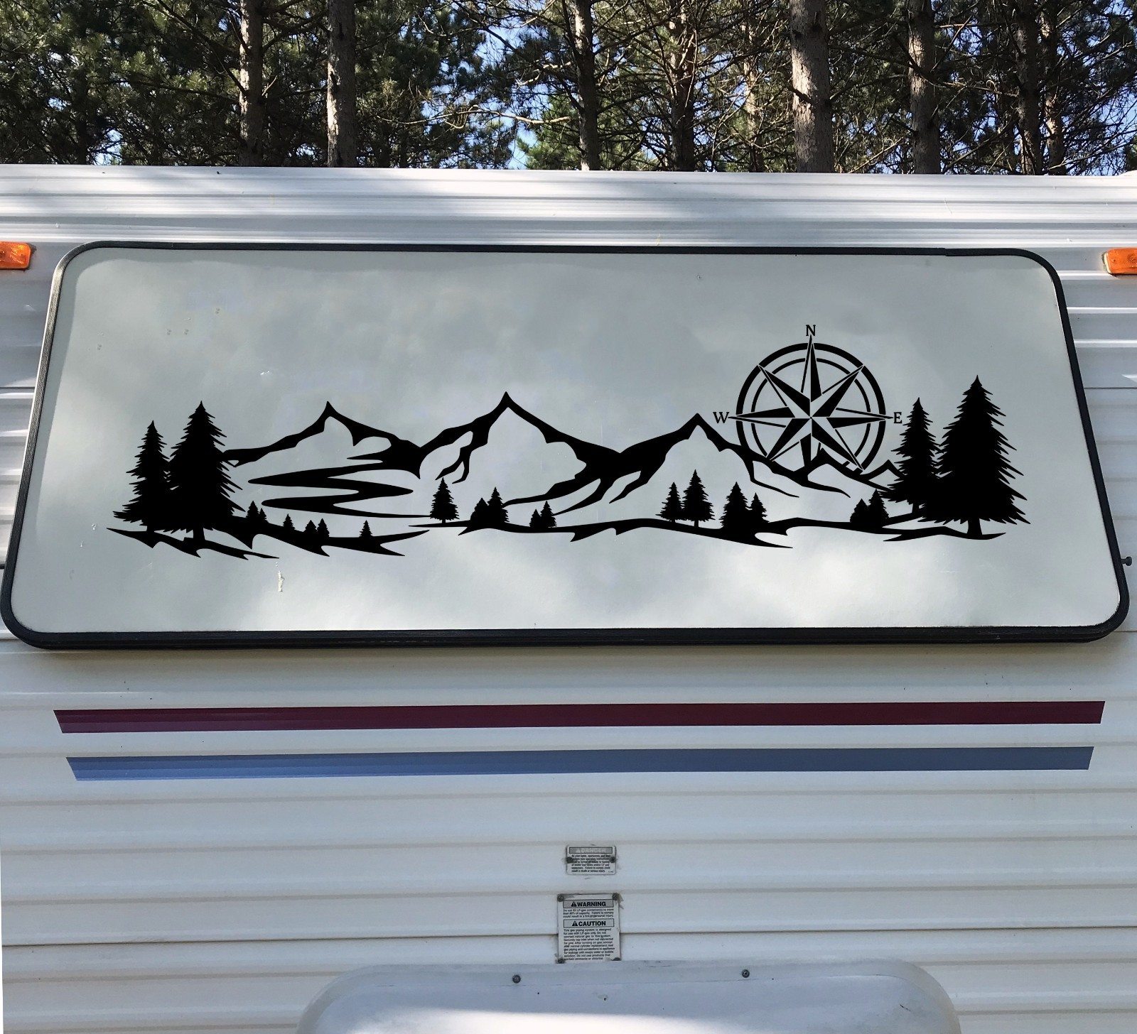 Wilderness Mountain Compass V5 Vinyl Decal Outdoor Adventure Camping RV Truck
