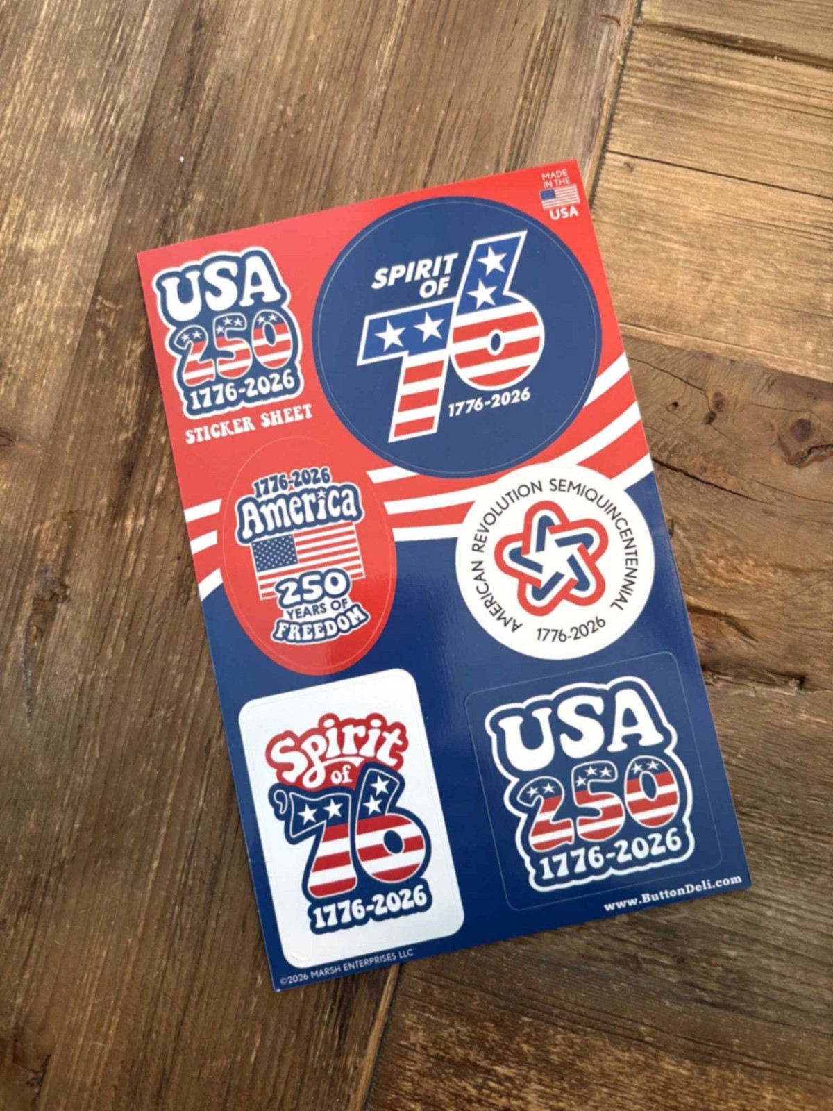 50 Die Cut Sticker Sheets – GROOVY America, Semiquincentennial, 250 Freedom USA