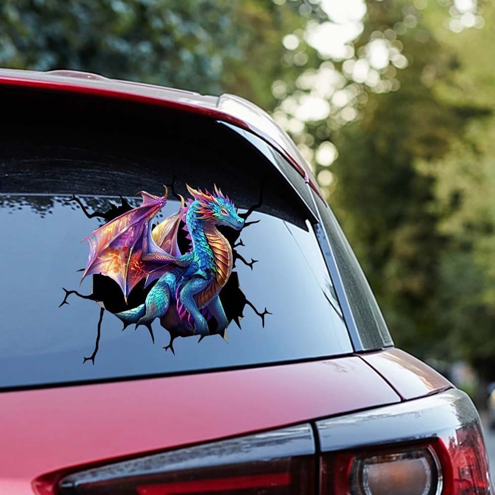 Dragon-Shaped 3D Visual Sticker Red Crack-Effect Dragon-Shaped 3D Visual Sticker