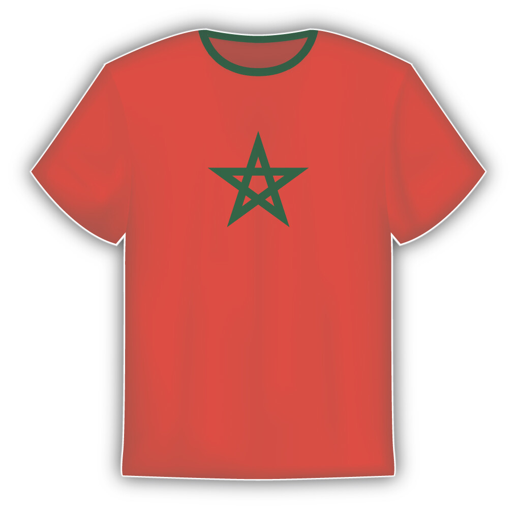Morocco Flag Sticker In The Form Of T Shirt Vinyl Sticker Decal