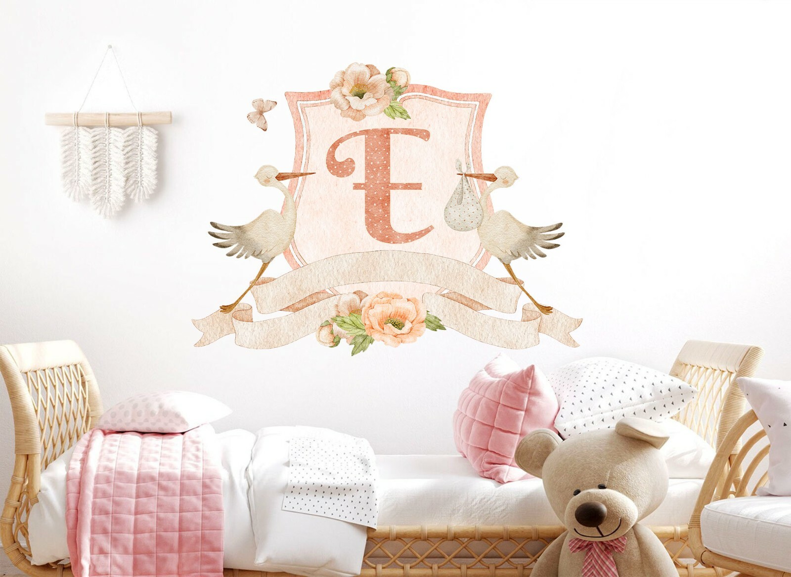 Baby newborn Gift Initial Personalization Removable Wall Decal StickerBaby Decor