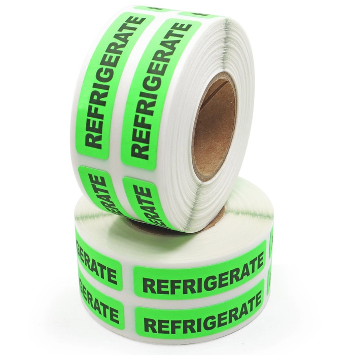 Refrigerate Stickers – Fluorescent Green 100 Stickers – 1″