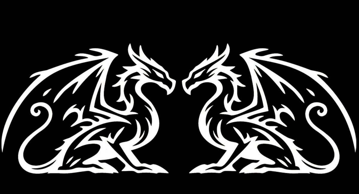 Retro Dragon Drawing 6″ White Vinyl Decals Car Truck Window Mirror Wall Door