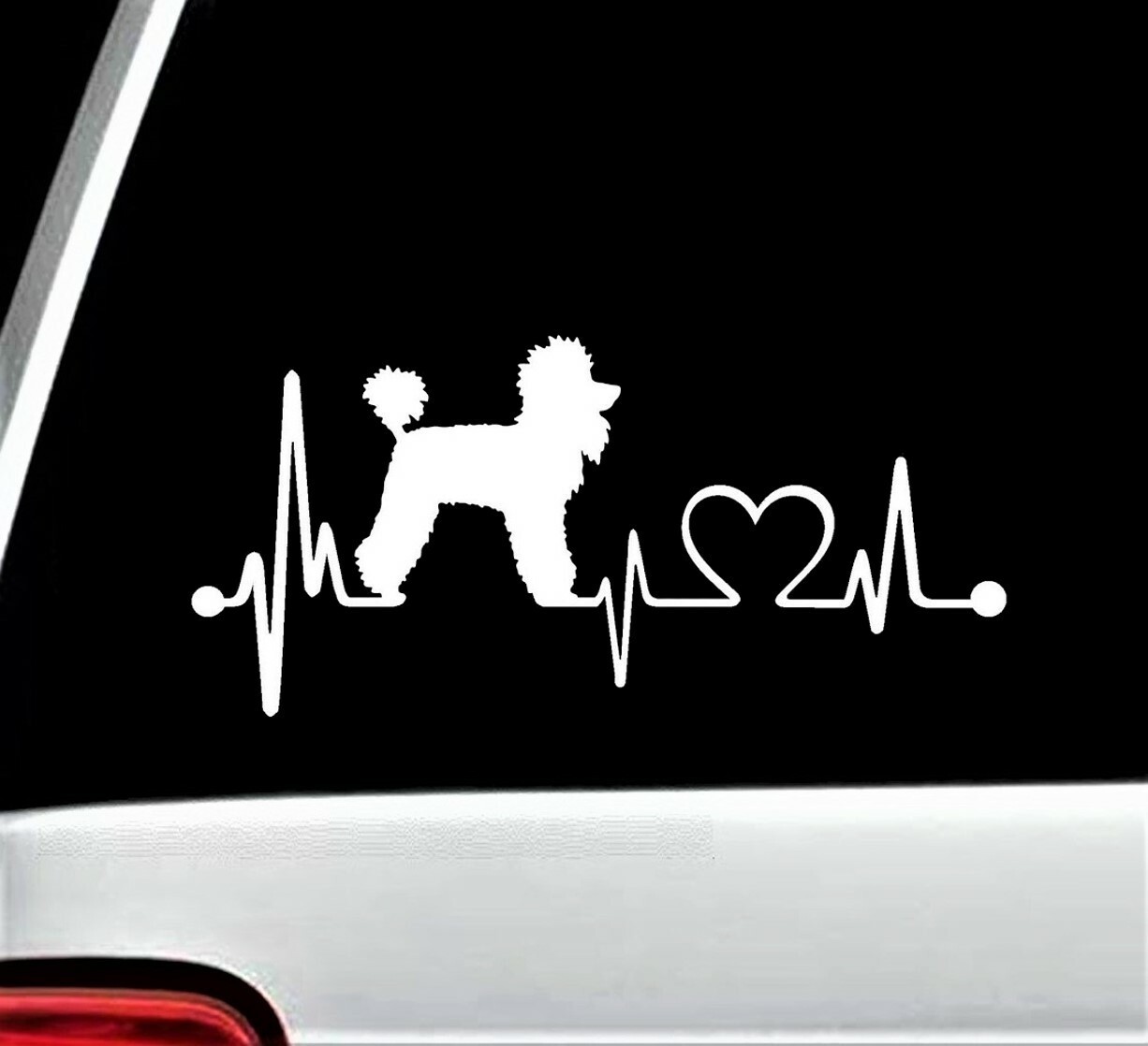 Poodle Heartbeat Dog Decal Sticker for Car Window Laptop Tumbler Gift K1040