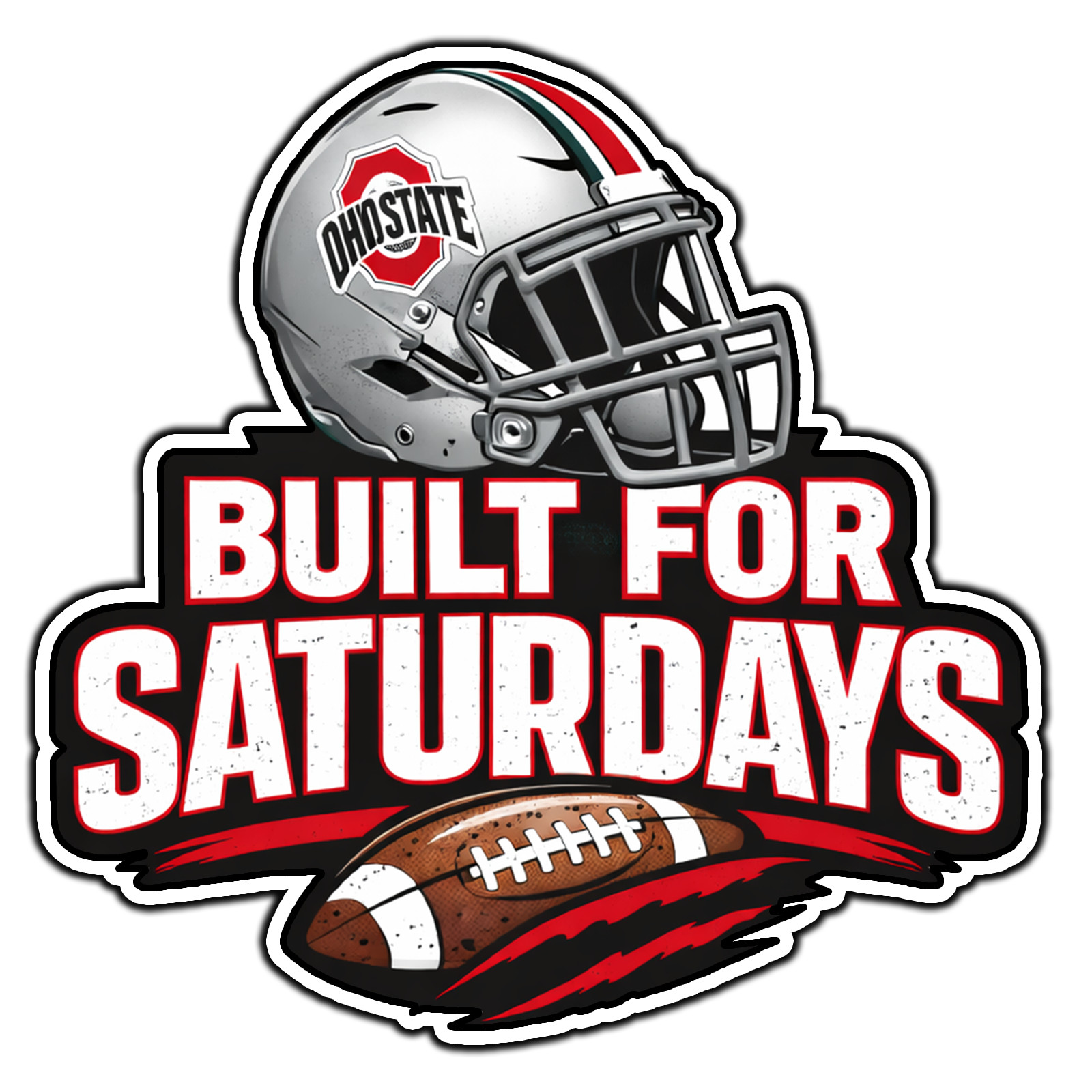 Ohio State Built For Saturdays #12 College Sticker Waterproof Vinyl Decal DieCut
