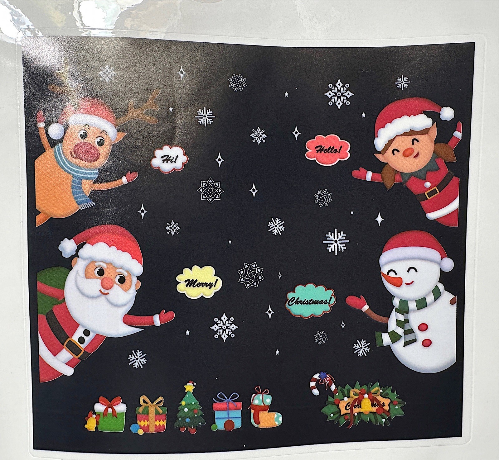 Merry Christmas Large Wall Stickers Snowman Santa Elf Reindeer New