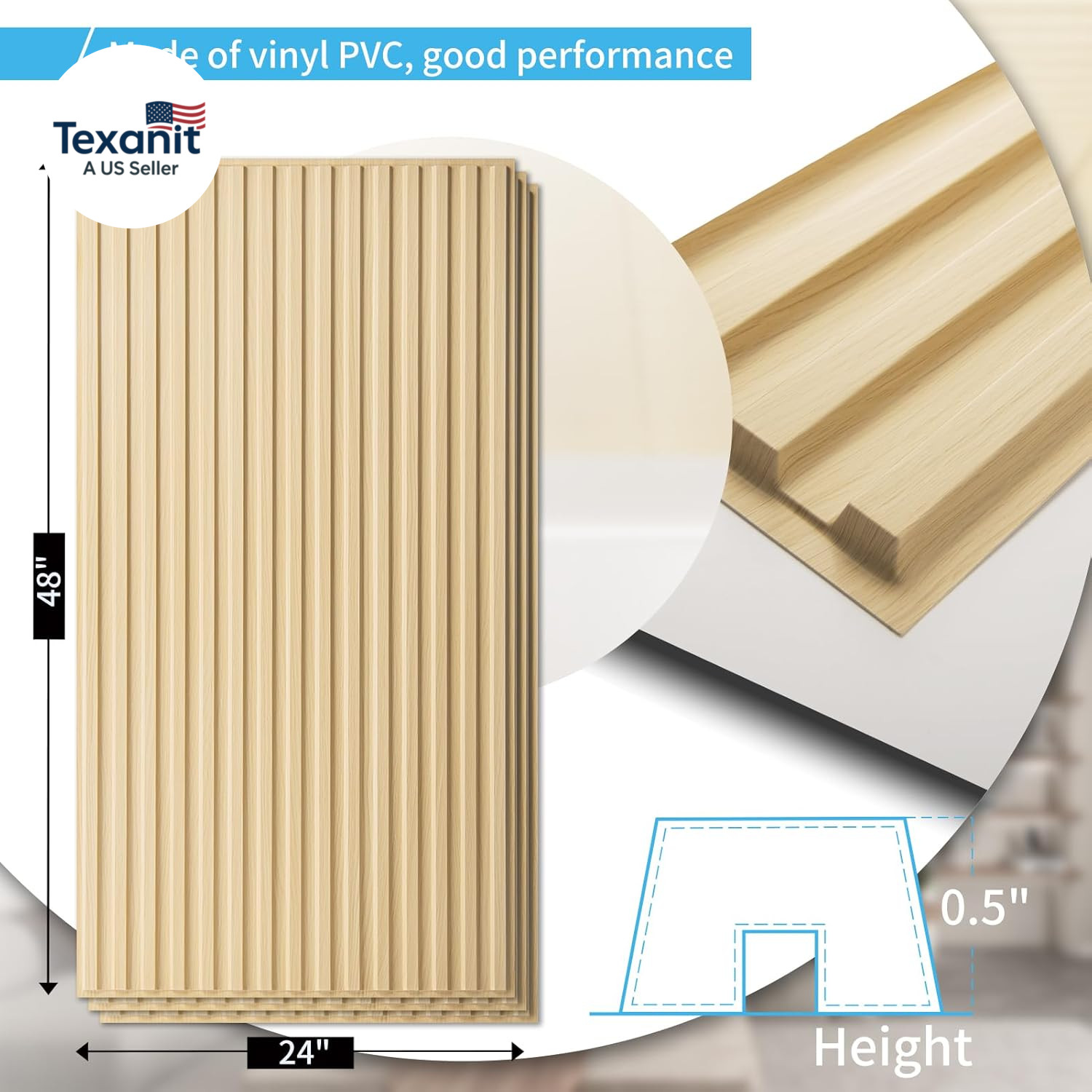 12-Pack Slat Design 3D Wall Panels for Interior Wall Decor, 2X4 FT PVC Decorativ