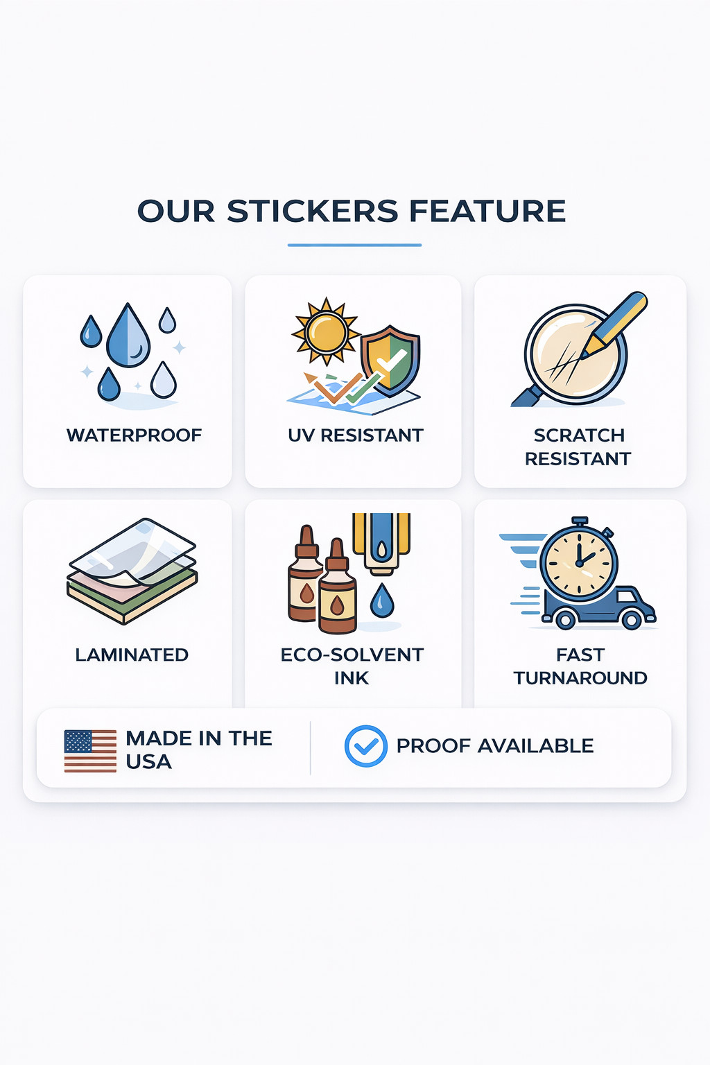 Custom Vinyl Stickers Decals Any Shape Die Cut Logo Waterproof 2″-20″ USA