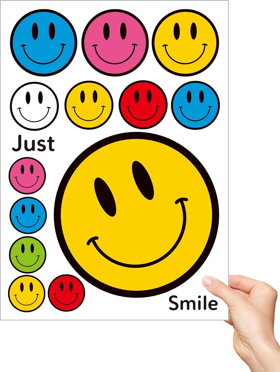 13 Pcs Colorful Smiley Face Vinyl Decal Sticker Set – Multi-Size (9″, 4″,