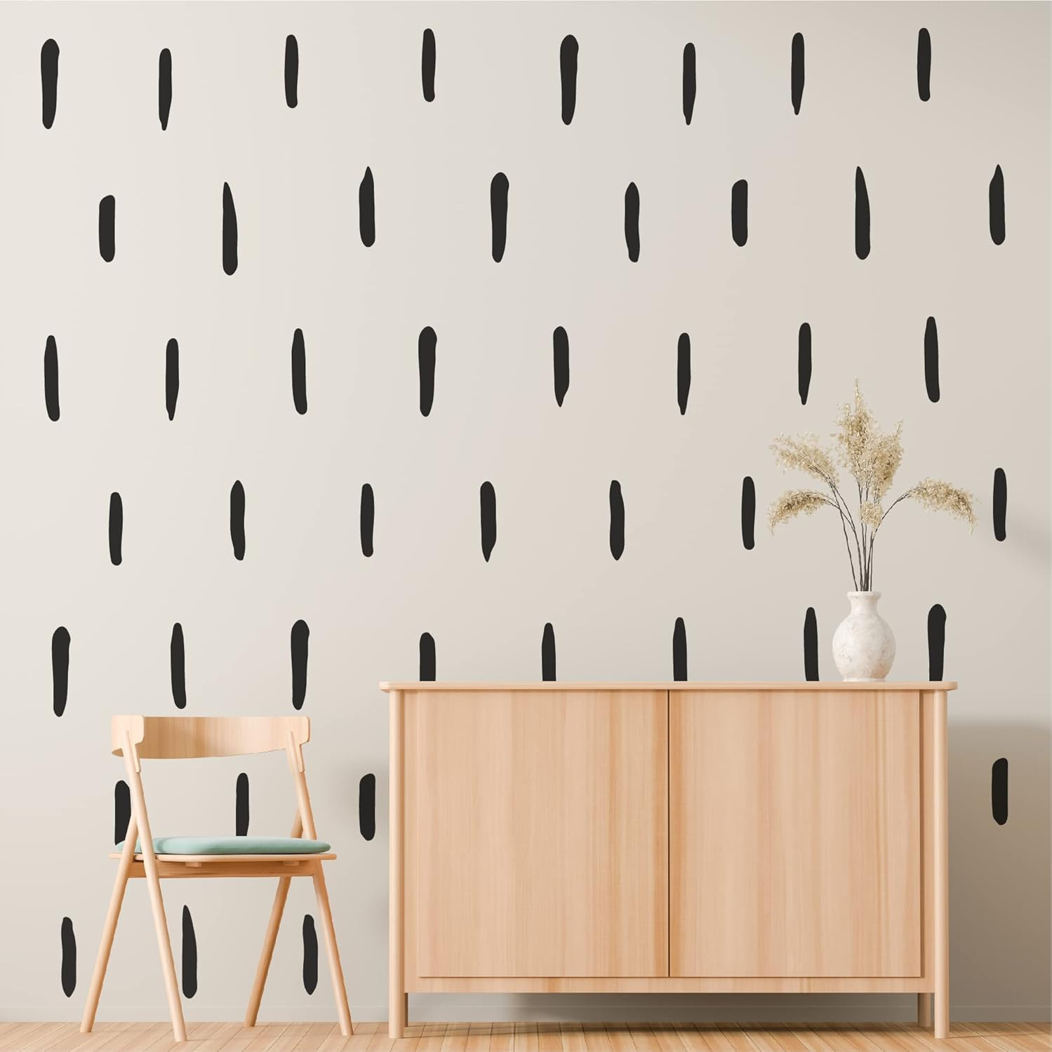 Black Thick Irregular Line Vinyl Abstract Wall Decals, Peel and Stick Modern Boh