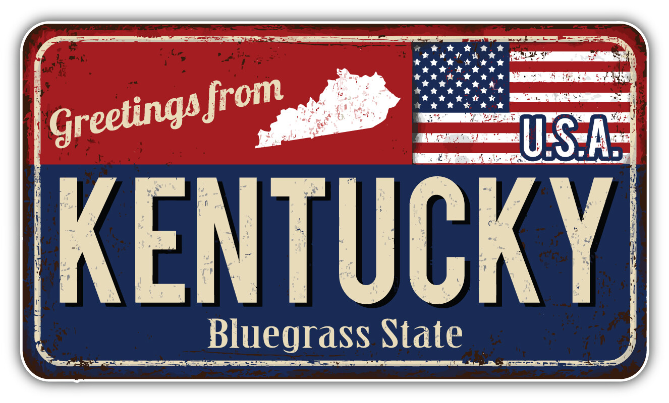 Kentucky USA State Grunge Retro Flag Emblem Car Bumper Sticker Decal ”SIZES”