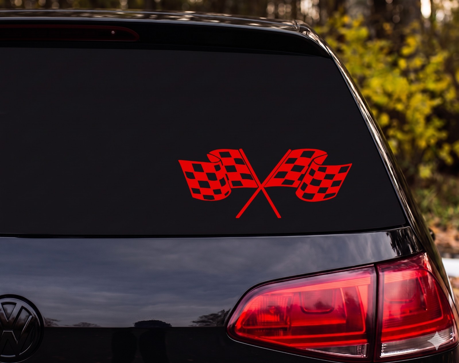 Crossed Checkered Racing Flags Vinyl Decal Sticker Car Truck | Racing Fan Gift