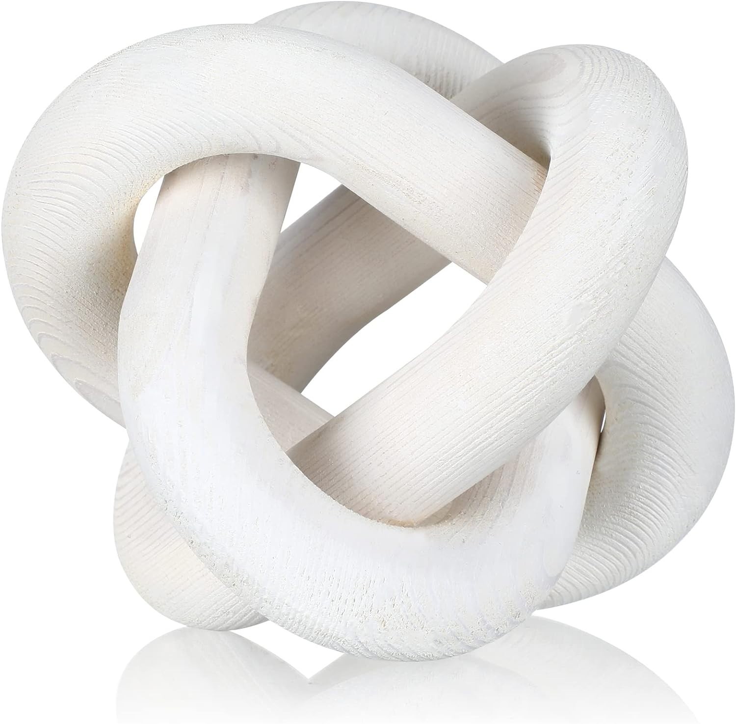 3 link wood knot modern decor (white) (6 in by 6 inches) graceful wood texture