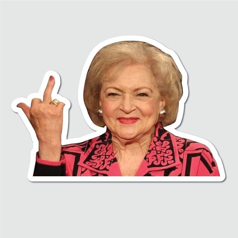 Betty White Middle Finger Sticker