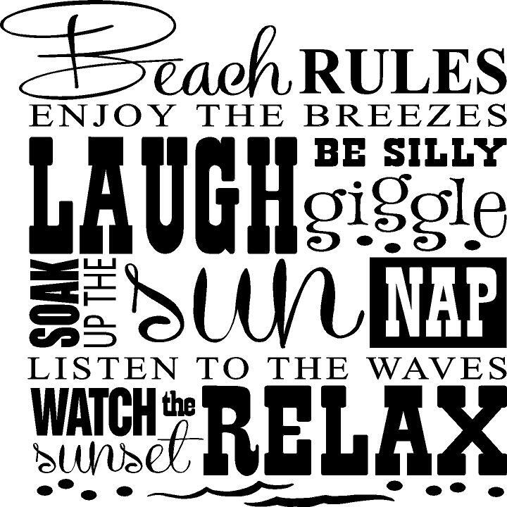 Beach Rules -Small- Vinyl Decal Home Décor 12″ x 12″