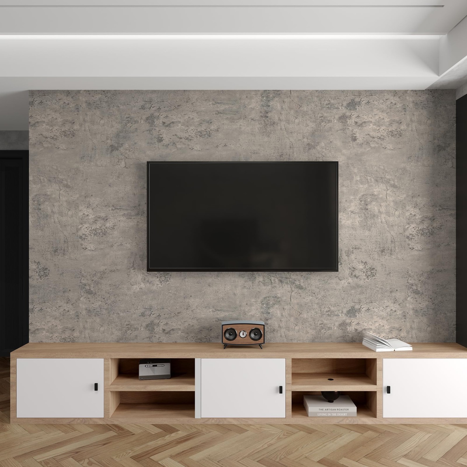 3yecao 16″×354″ Extra Thick Light Grey Concrete Wallpaper Peel and Stick 3D F…
