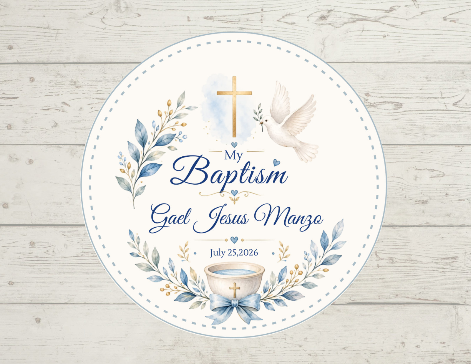Baptism Birthday stickers personalized