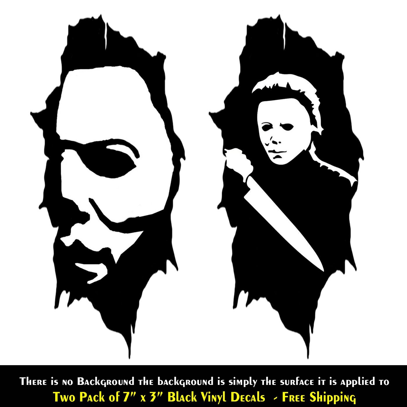 Michael Myers Two Pack 7″ Black Vinyl Decal Car Truck Windows Door Bumper