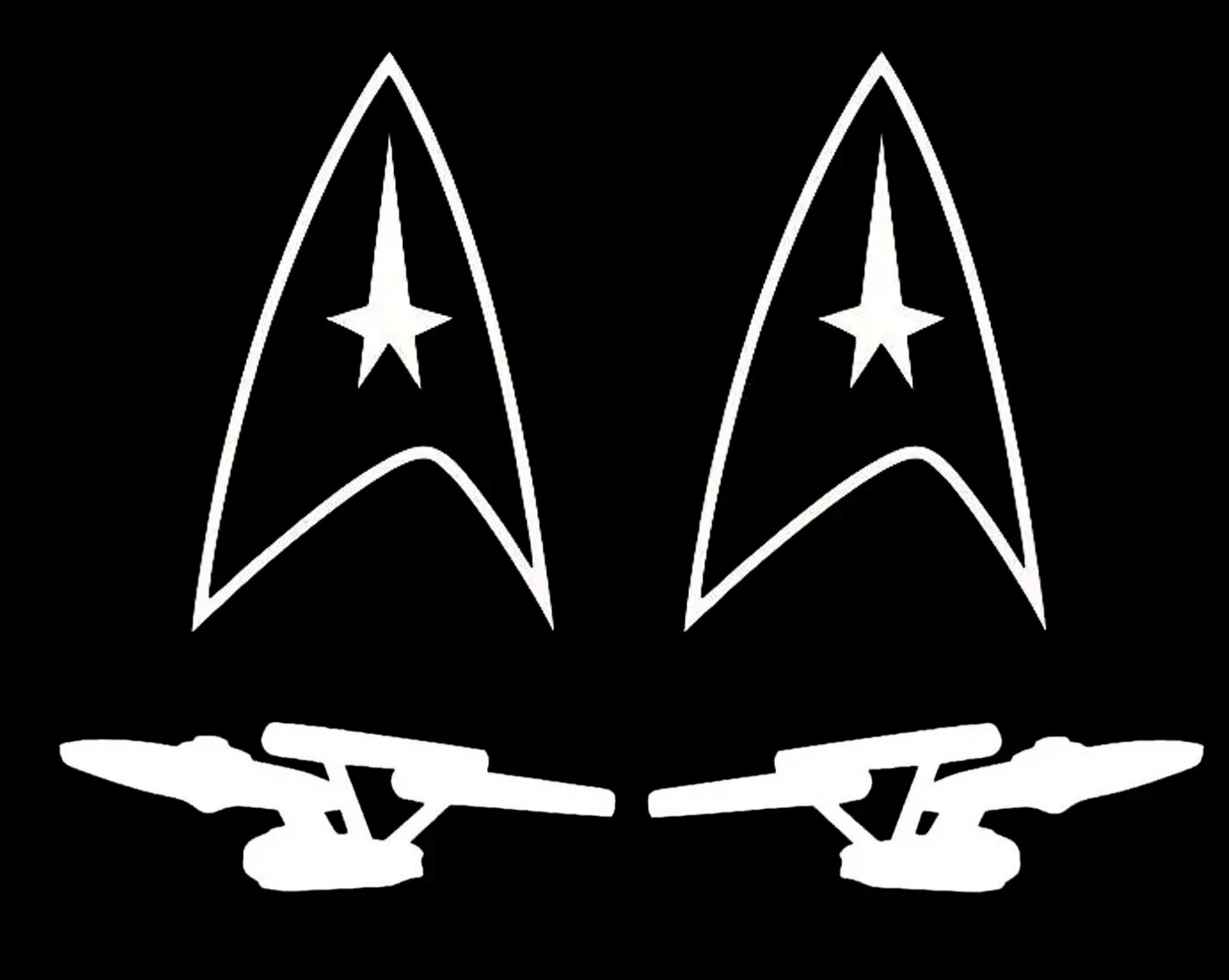 Star Trek Logo & USS Enterprise 4PK 5″ White Vinyl Car Decals Car Truck Window