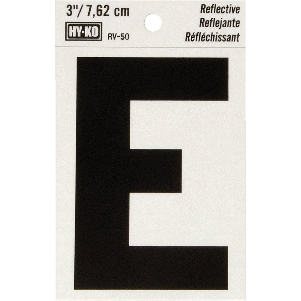 Hy-Ko Vinyl 3 In. Reflective Adhesive Letter, E RV-50E Pack of 10 Hy-Ko RV-50E