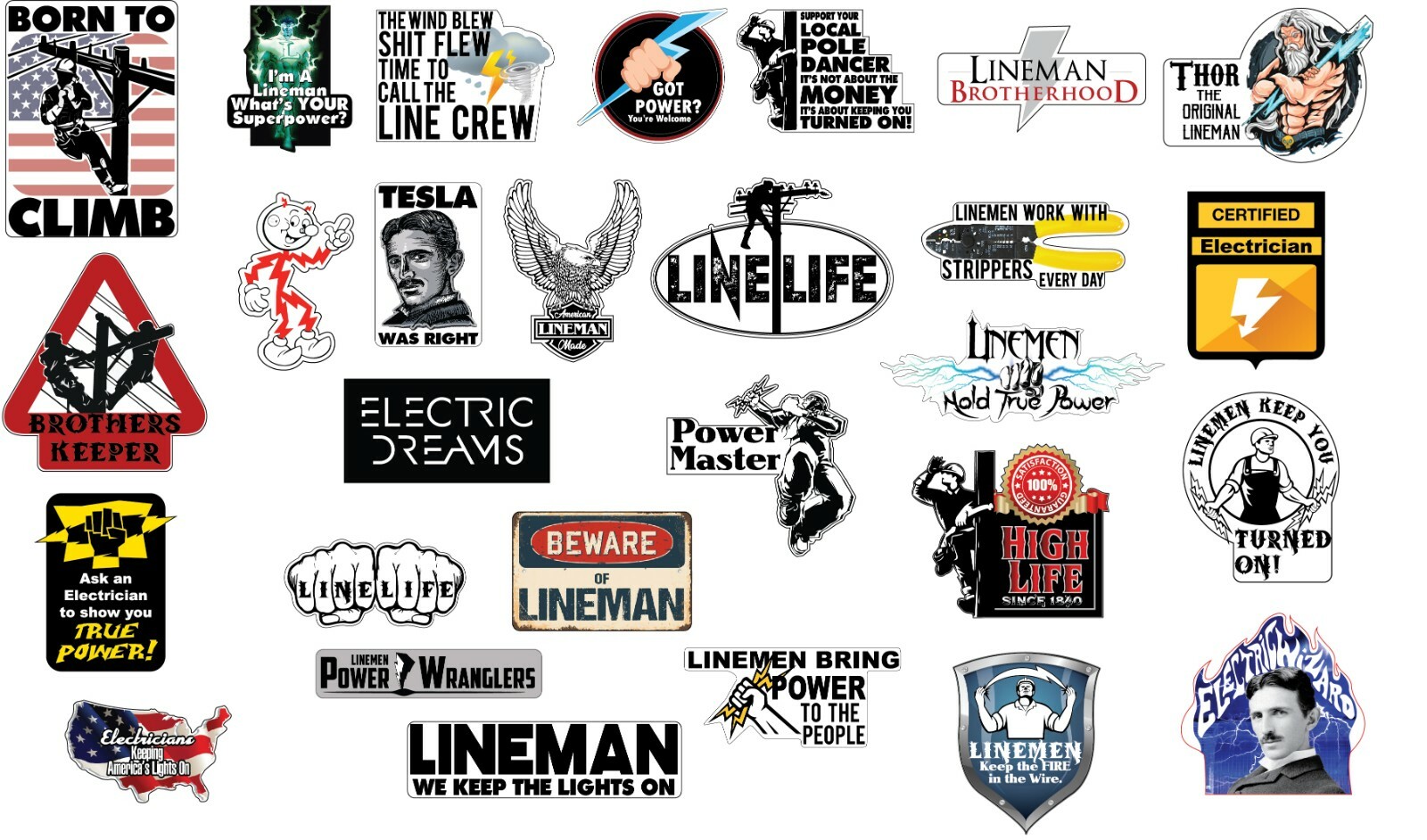 NEW ELECTRICIAN (28+) Hard Hat Stickers Vinyl Decals, Lineman New Designs