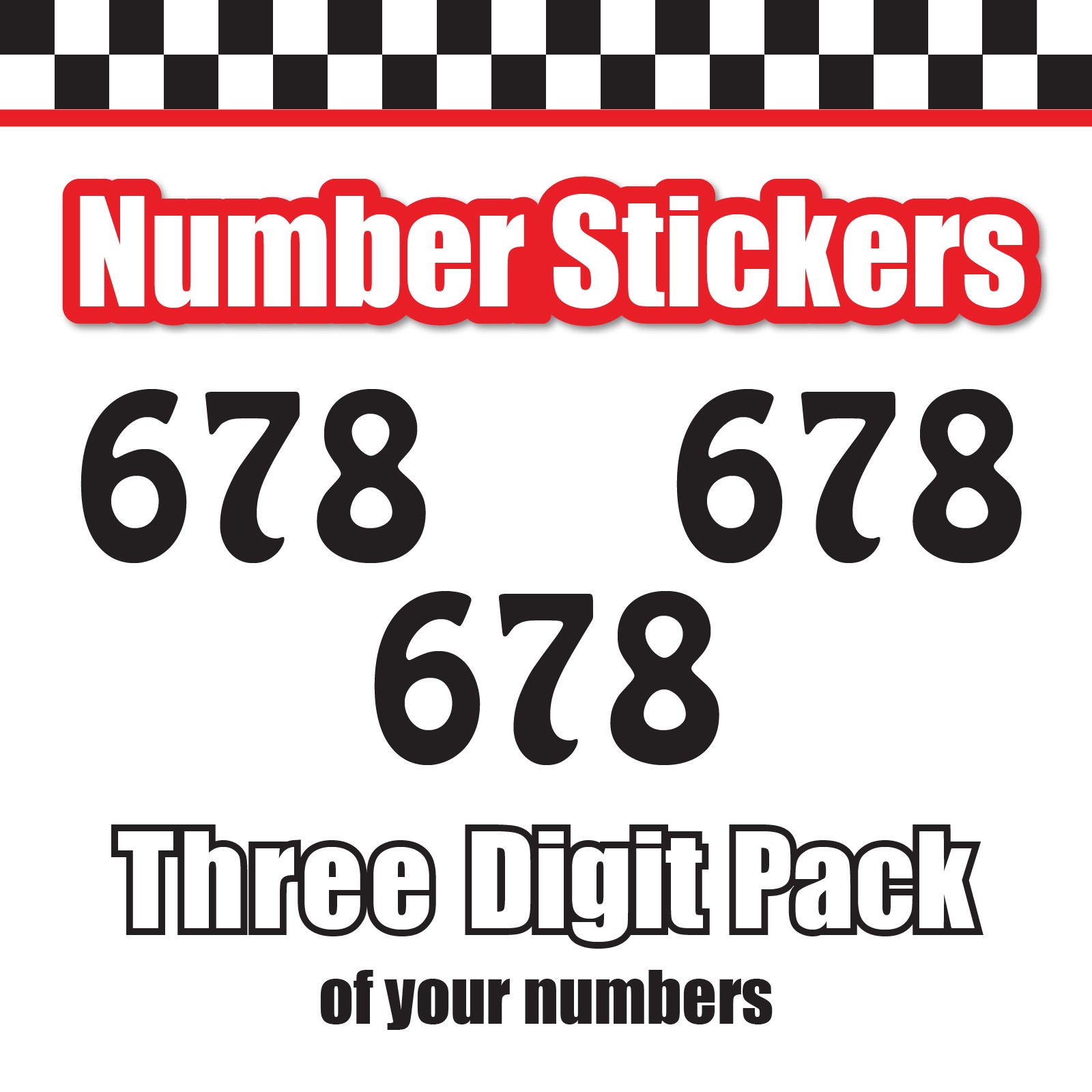 3 Digit Single Number Stickers Custom Decal Locker Door 3pcs Boffo SSi