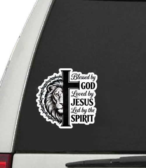 An Inspirational Religious Blessed By God High Quality Vinyl Sticker 3.3″ x 3.7″