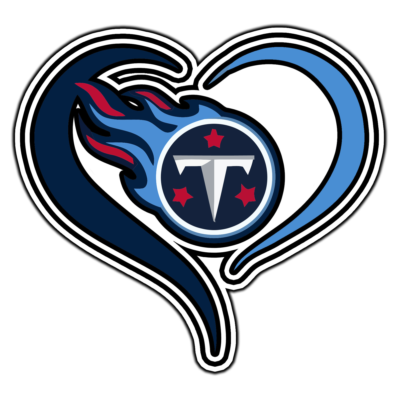 Tennessee Titans Heart Logo #10 Football Sticker Waterproof Vinyl Decal Die-Cut