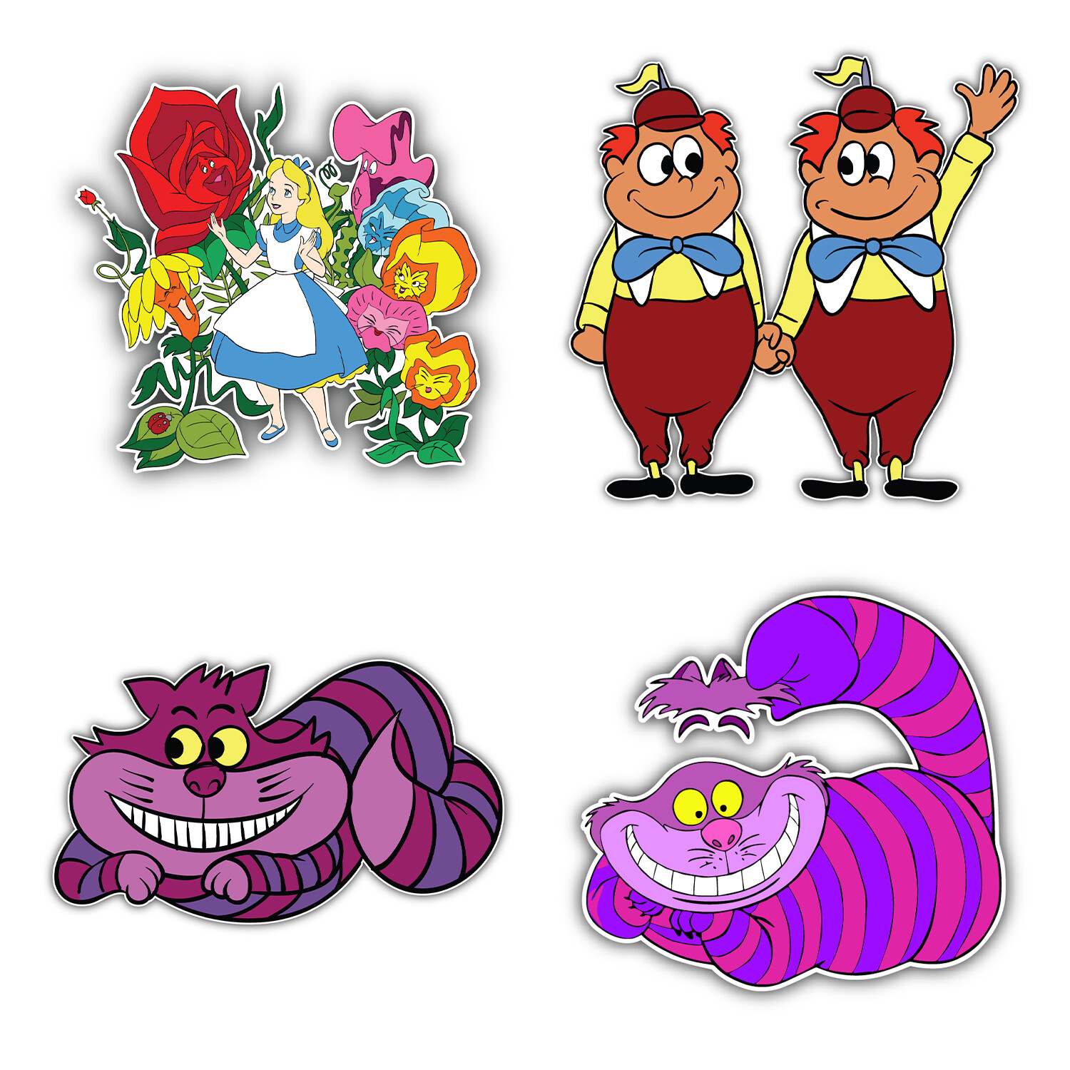 Alice In Wonderland Cartoon Set Of 4 Vinyl Sticker Decals – 5” longer side ID:2