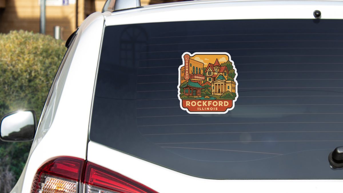 Rockford Illinois Sticker Decal Vinyl Die-Cut City Skyline Landmark Design