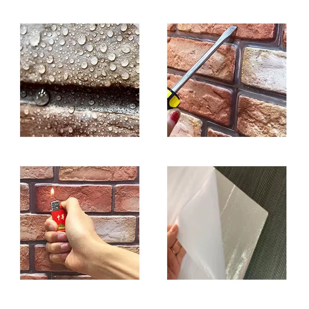5/10Pcs Self Adhesive Waterproof 3D Wall Panels, Brick Wallpaper, Retro Sticker