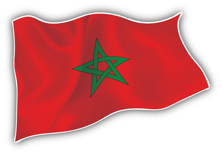Morocco Waving Flag Car Bumper Sticker Decal
