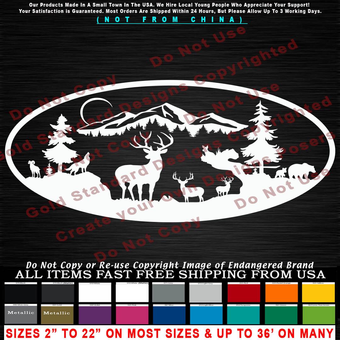 – Deer Oval Bucks Scenery Car Truck Tractor Mower Sticker Decal Vinyl Decal