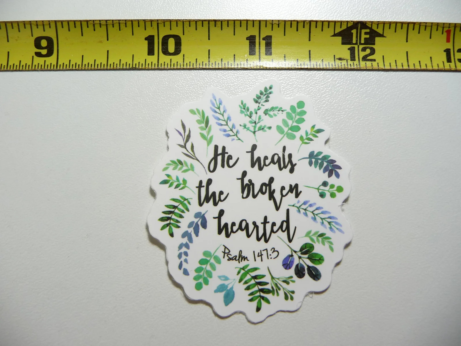 RELIGIOUS BIBLE QUOTE PSALM 147:3 HE HEALS SMALL STICKER DECAL CHURCH CHRISTIAN