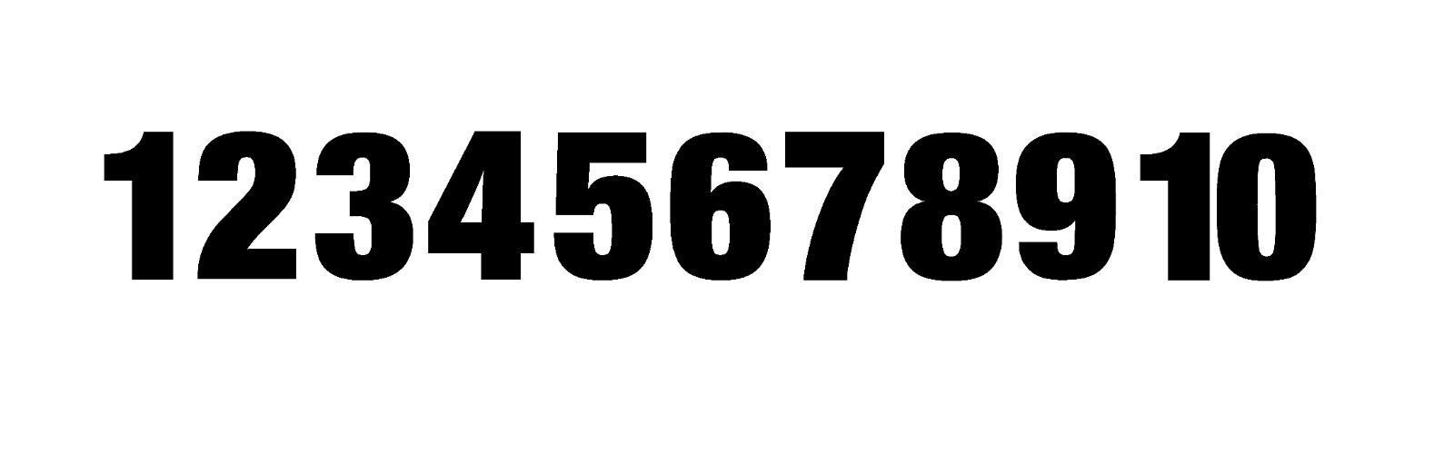 1-10 Numbers Reflective Black Sticker Vinyl Decals 1″ – 10″ Set Of 10 (V653-R)