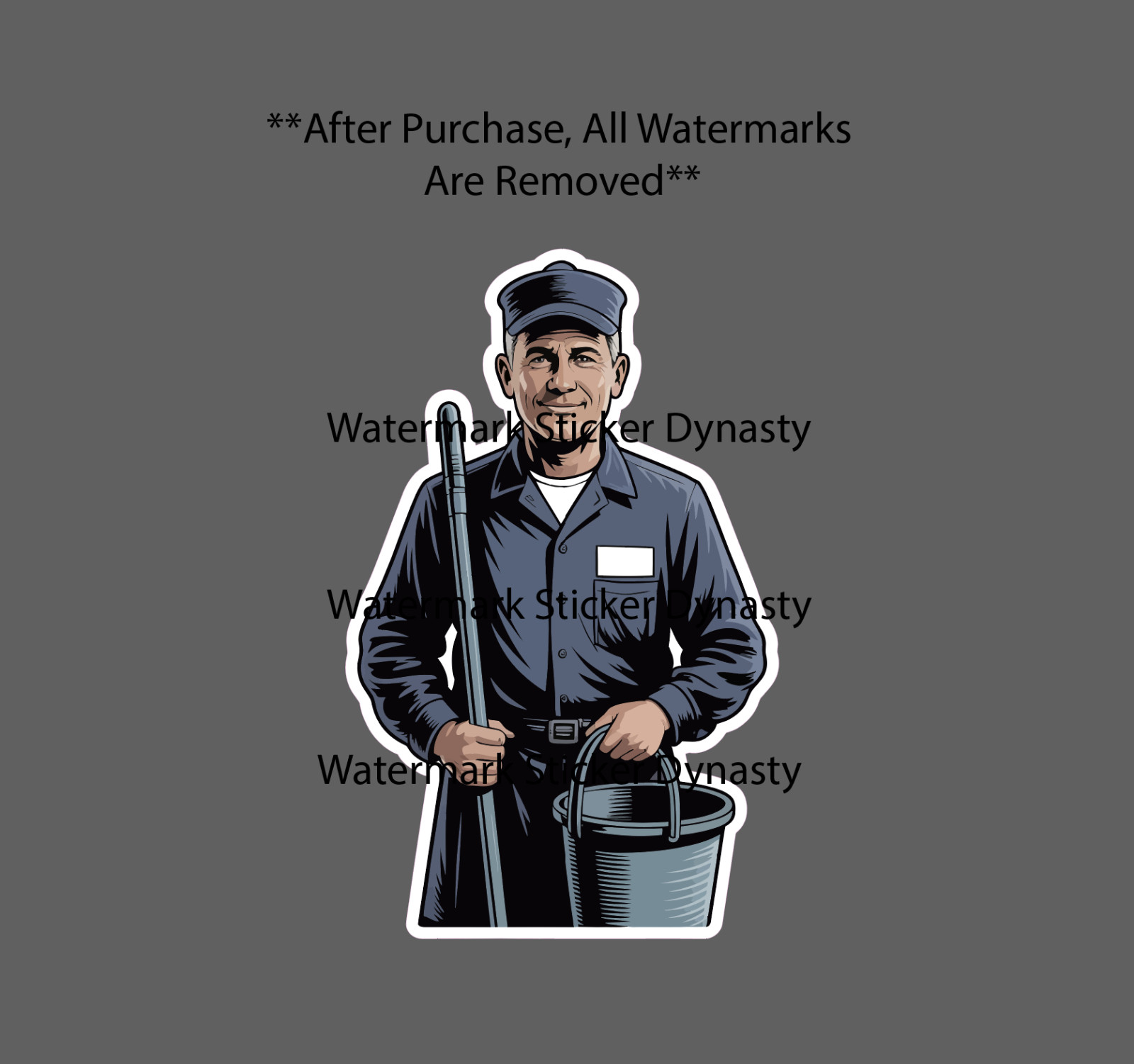 Janitor Sticker Waterproof Decal Cleaning Mop Bucket Job Work Gift NEW