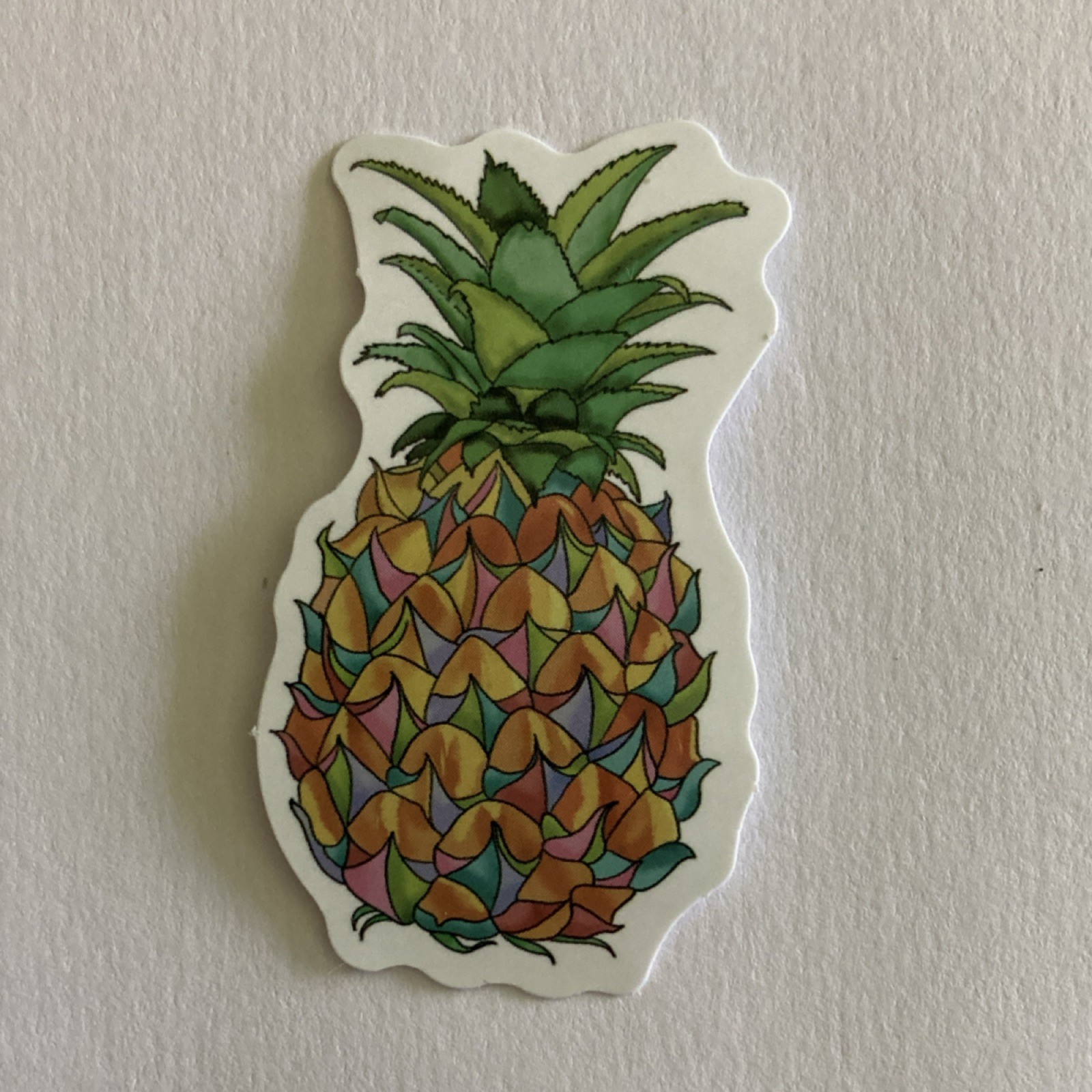 4 Multicolor Vinyl Stickers Set, Decorative Pineapple Fruit, Self-Adhesive