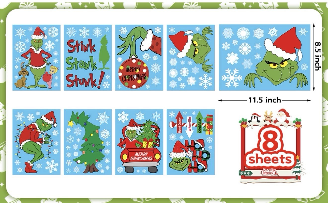 New Unused Sealed How the grinch Stole Christmas Window Decals