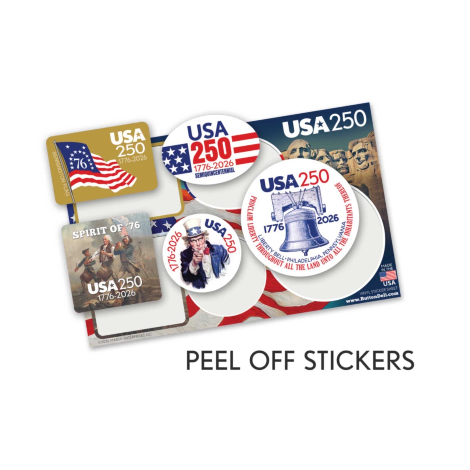 USA America Sticker Sheets – 2 Designs – America, Semiquincentennial 250 Freedom