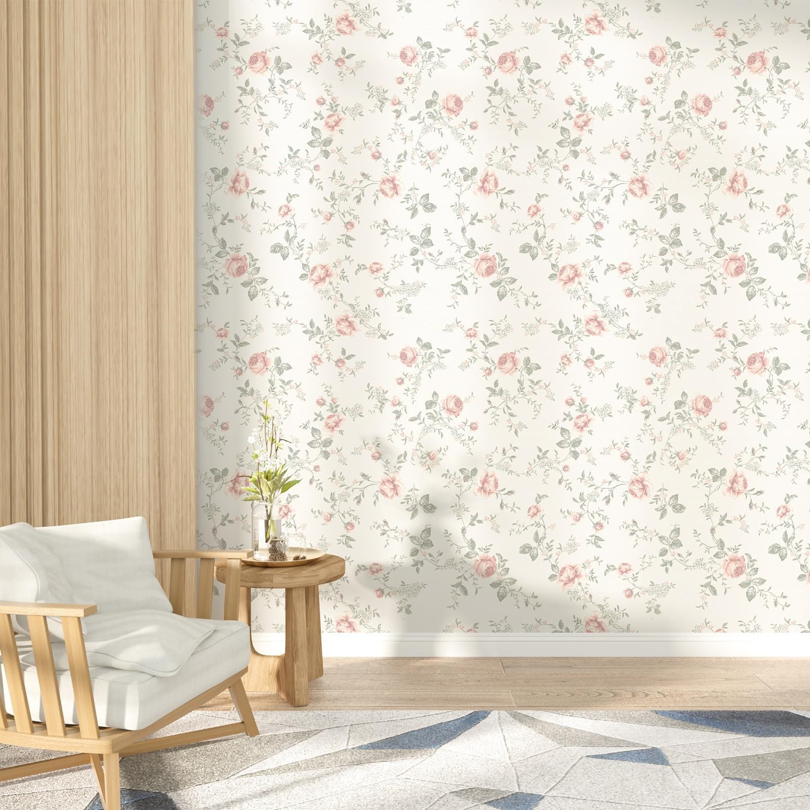 Floral Peel and Stick Wallpaper Boho Rose Flower Beige Contact Paper Removabl…