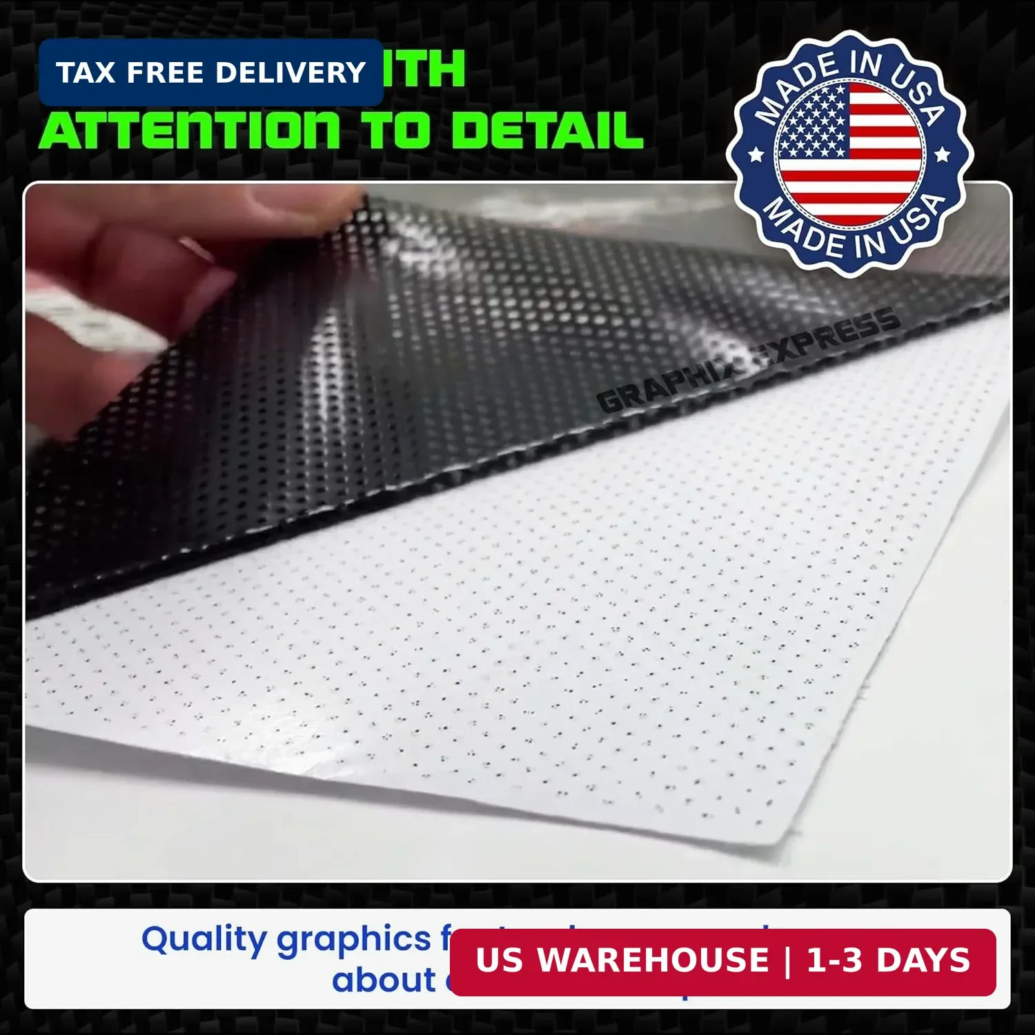GRAPHIX EXPRESS American Flag Decal, Patriotic Red, White, Blue Vinyl Sticker fo