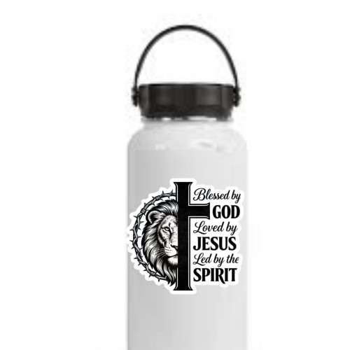 An Inspirational Religious Blessed By God High Quality Vinyl Sticker 3.3″ x 3.7″