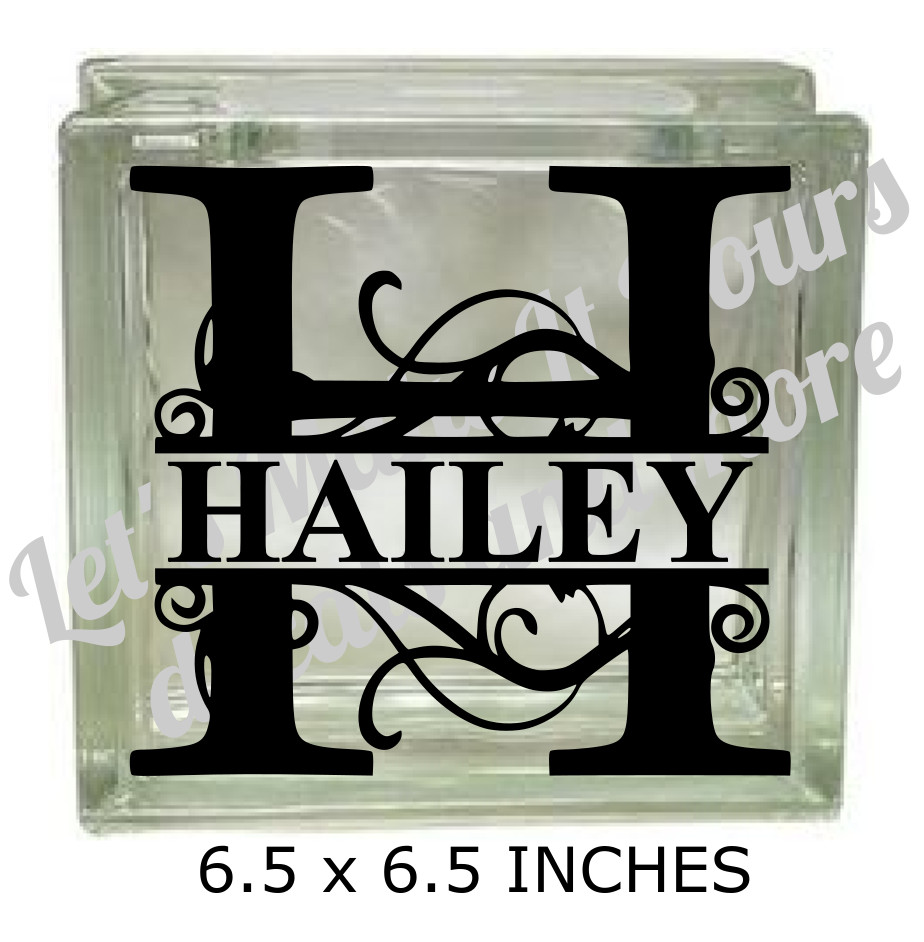 LETTER H & NAME VINYL DECAL STICKER FOR 8″ GLASS BLOCK DIY CRAFTS CUSTOM MADE