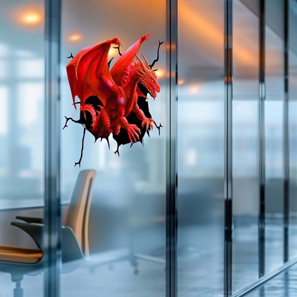Dragon-Shaped 3D Visual Sticker Red Crack-Effect Dragon-Shaped 3D Visual Sticker