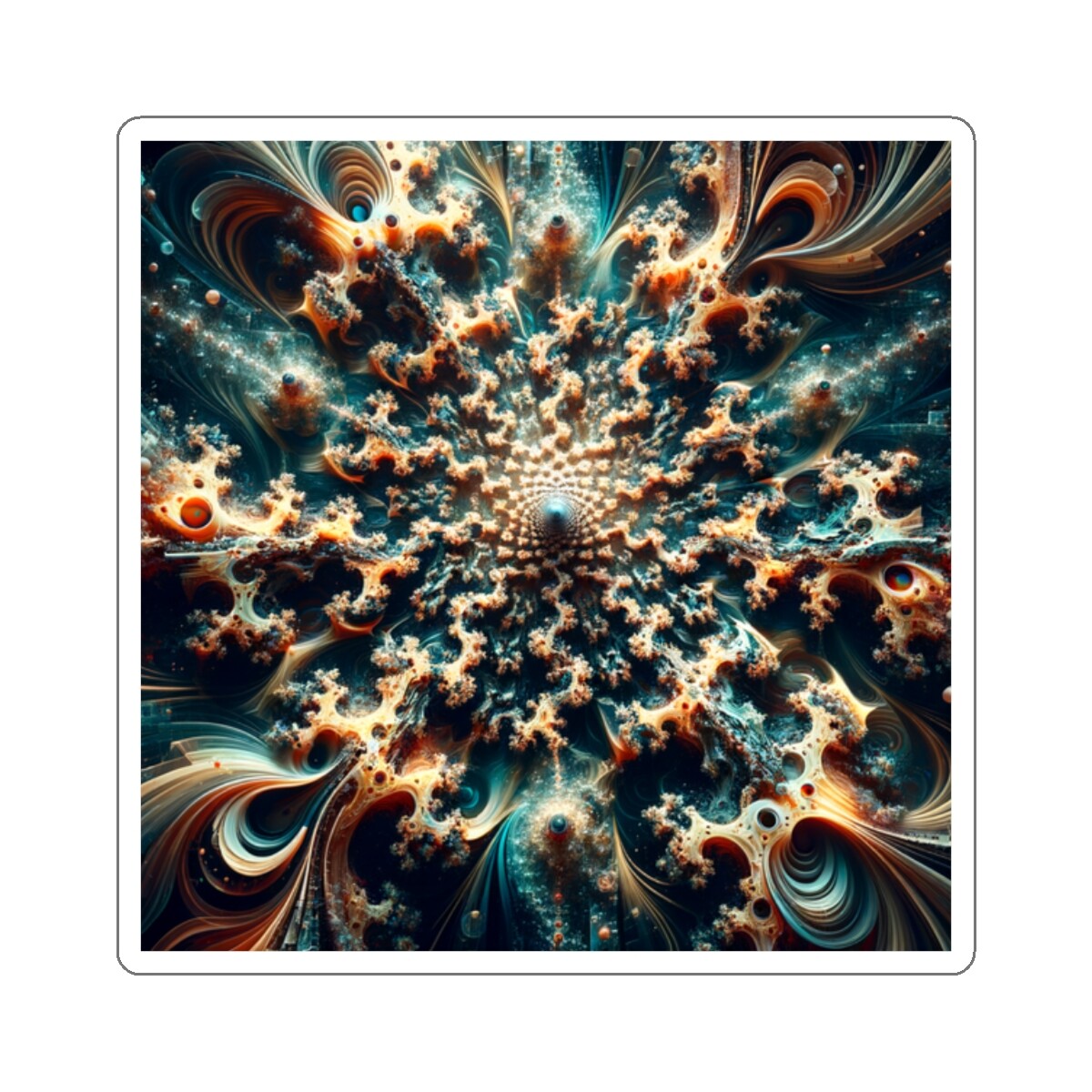 Sticker Trippy DMT Fractal Expressionism Psychedelic Illusion 2×2″ 3×3″ 4×4″ 6×6