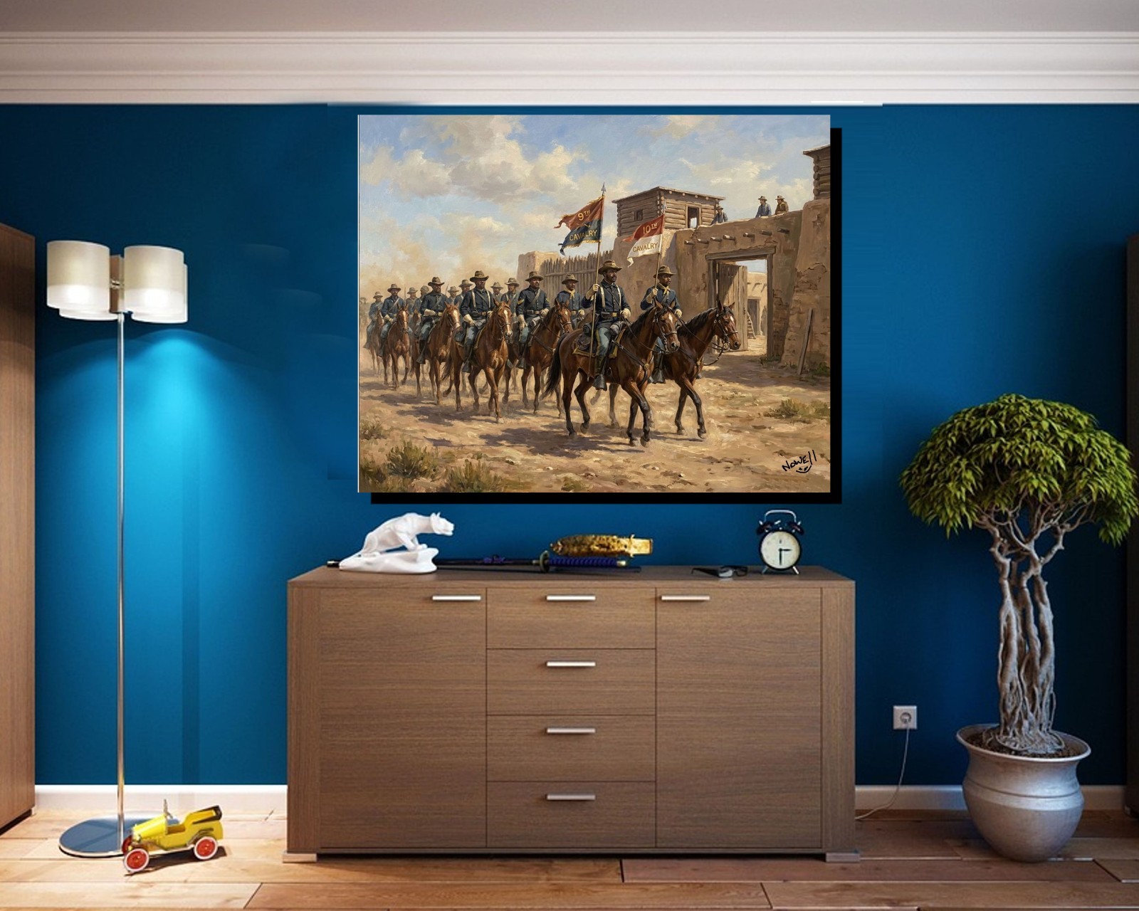 Buffalo Soldiers Marching To Fort 9th 10th Cavalry Oil Painting SN/LE 25 Prints