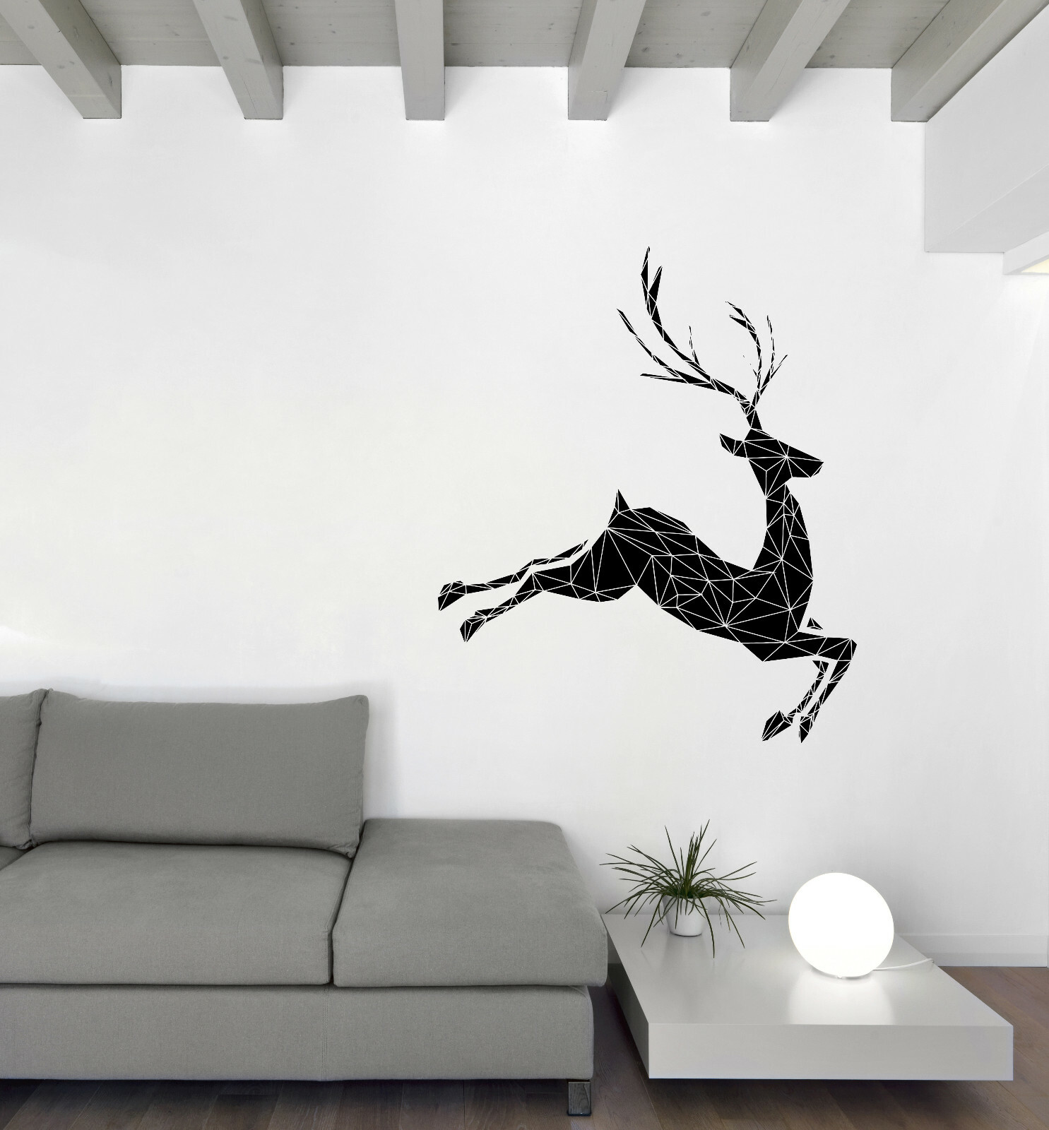 Wall Vinyl Decal Deer Jumping Merry Christmas Living Room Decor (n1201)