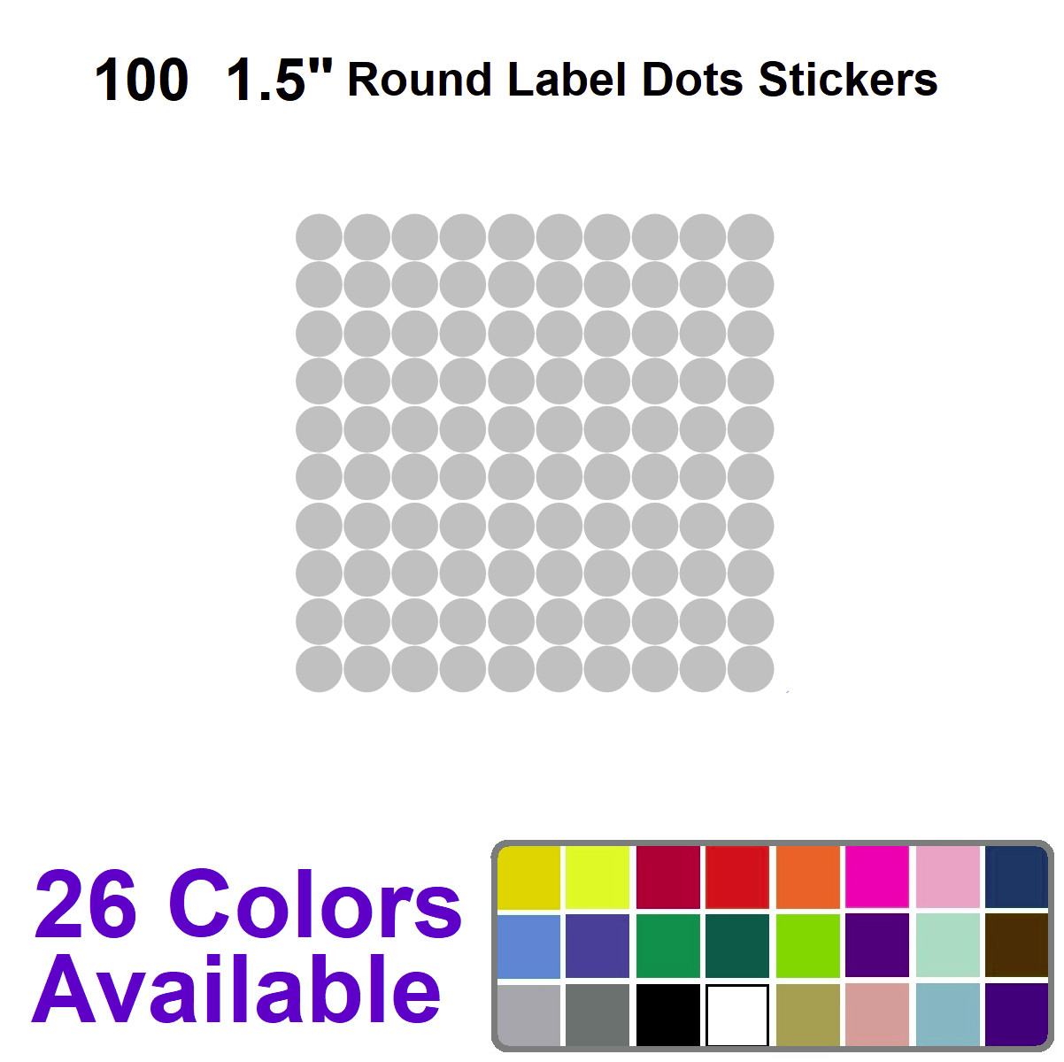 100 1.5″ Round Label Dots Vinyl Stickers Color Coding Inventory 1.5 inch